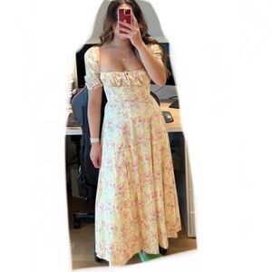 House of CB tallulah yellow floral milkmaid dress